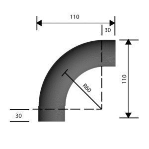 Kaideosa ruostumaton teräs Ø40 mm kulma 90° hiottu grid 220