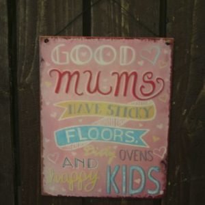 Metallikyltti "Good Mums..." 19x24cm Pinkki