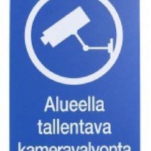 Opastekyltti / Varoitusmerkki "Alueella Tallentava Kameravalvonta"