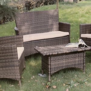 Polyrottinkinen Puutarhakaluste -setti 2x Tuoli + Sohva + Pöytä