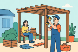 Pihakalustesuoja ja pergola – rakentaminen rautakaupan tarvikkeilla